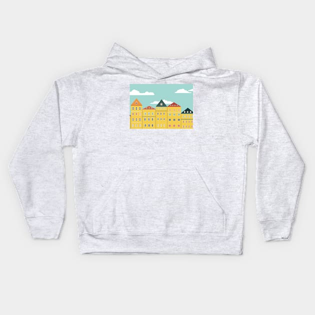 Yellow buildings Kids Hoodie by Mimie20